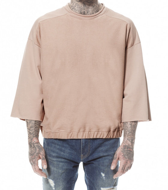 CAMEL REVERSE FRONT ¾ SLEEVE SWEATER